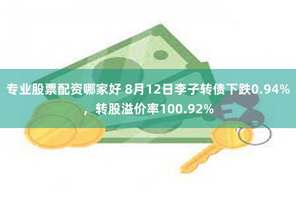 专业股票配资哪家好 8月12日李子转债下跌0.94%，转股溢价率100.92%