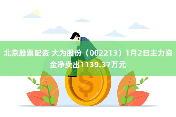 北京股票配资 大为股份（002213）1月2日主力资金净卖出1139.37万元