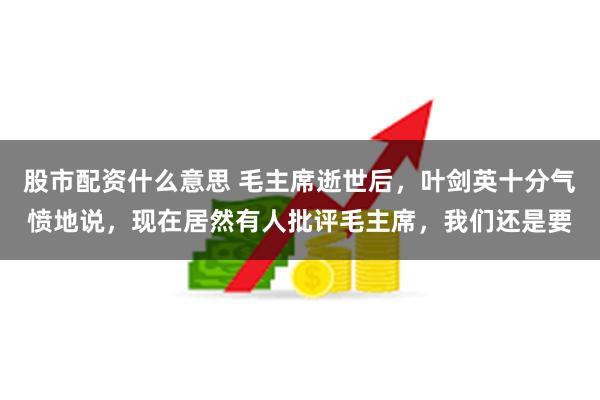 股市配资什么意思 毛主席逝世后，叶剑英十分气愤地说，现在居然有人批评毛主席，我们还是要