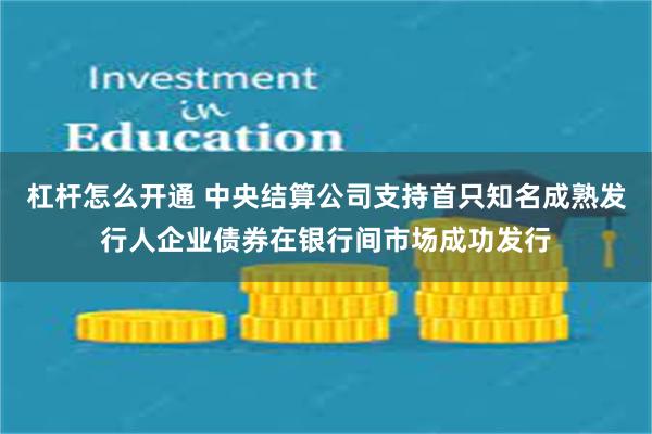 杠杆怎么开通 中央结算公司支持首只知名成熟发行人企业债券在银行间市场成功发行