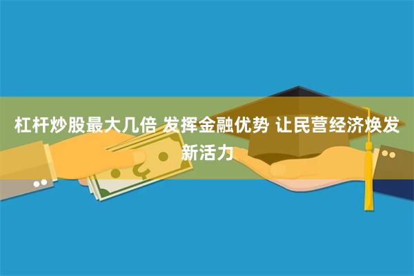 杠杆炒股最大几倍 发挥金融优势 让民营经济焕发新活力